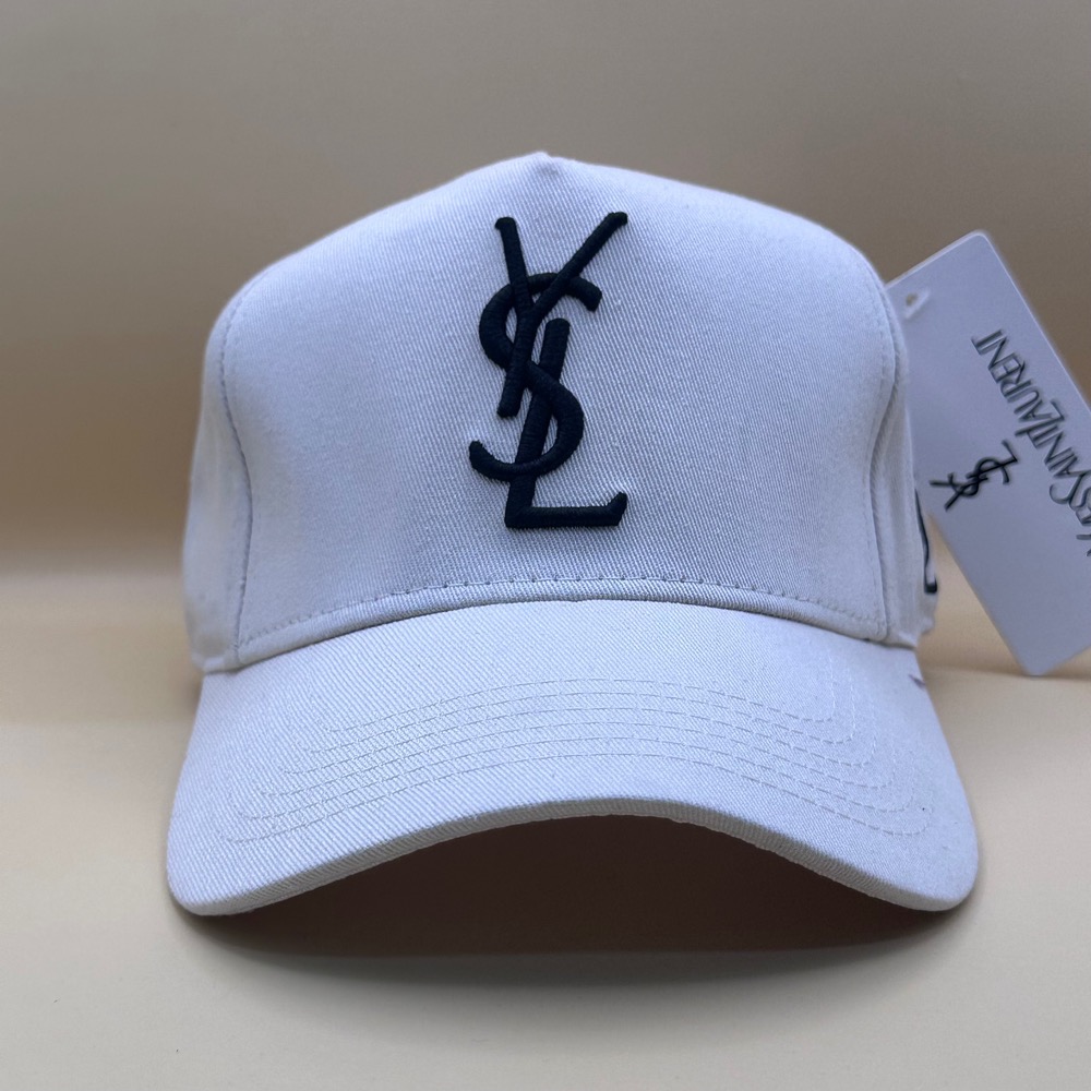 کلاه کپ بیسبالی خارجی سفید مدل YSL